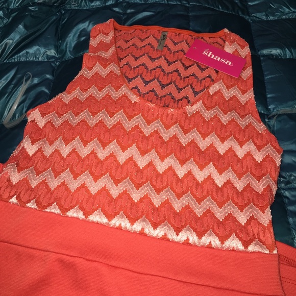NWT Shasa zig zag coral lurex dress - Picture 2 of 4